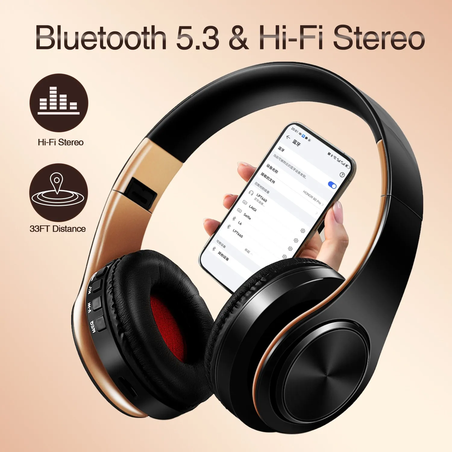 אוזניות Bluetooth סטריאו לגברים עם מיקרופון — קנו מ-AliExpress לישראל