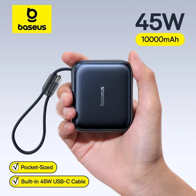 בנק כוח מיניאטורי 45W 10000mAh עם כבל USB-C — קנו מ-AliExpress לישראל