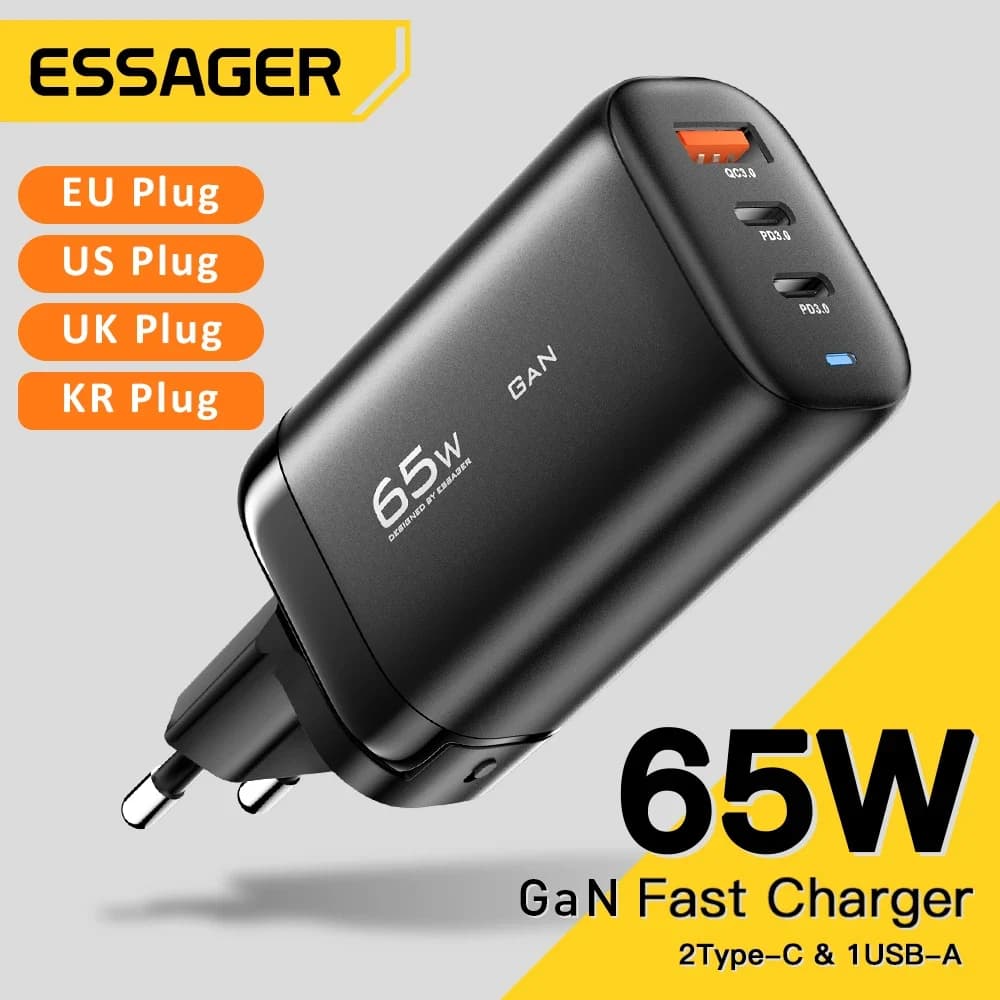מטען Essager 65W GaN USB-C מהיר — קנו מ-AliExpress לישראל