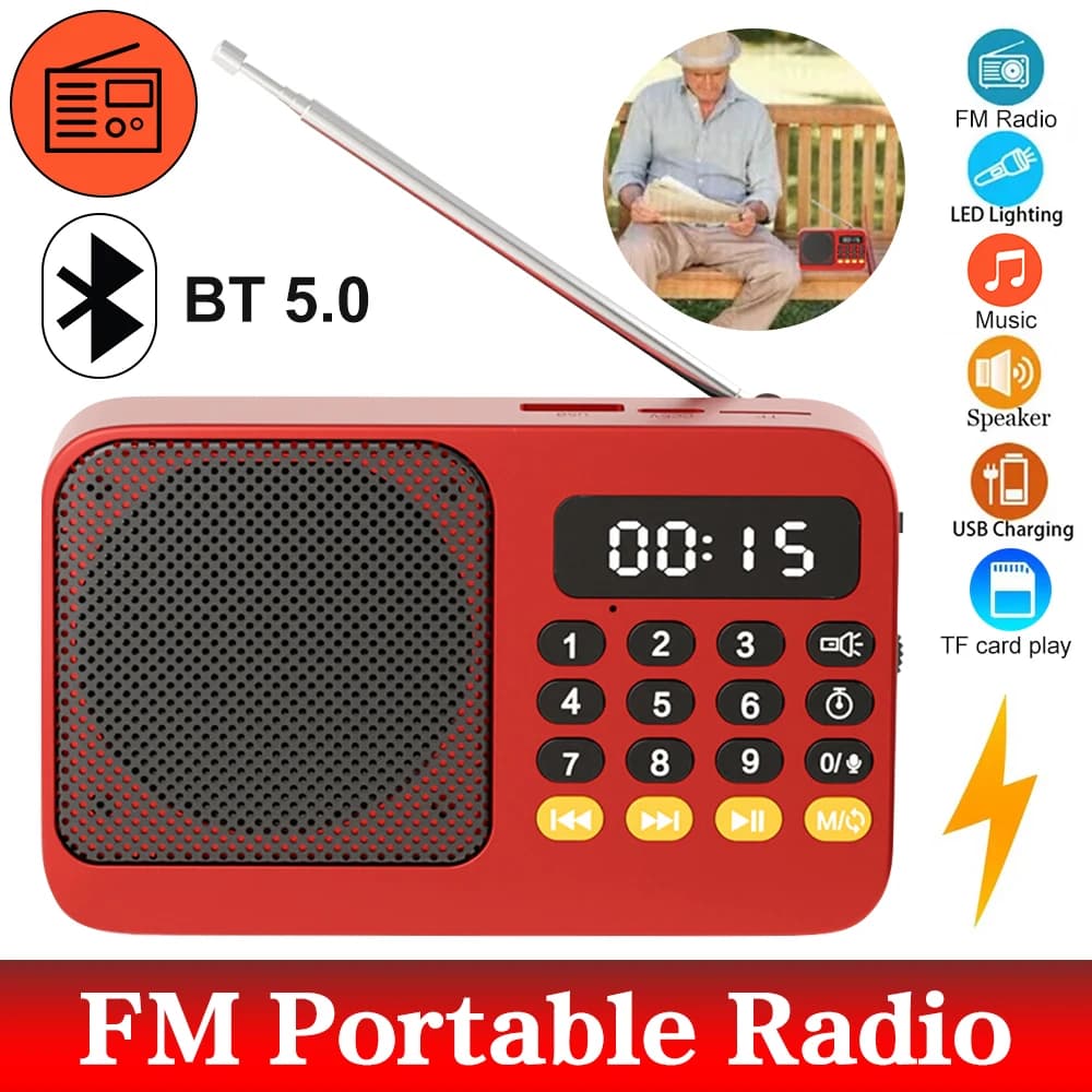 רדיו FM נייד Bluetooth 5.0 רמקול מיני Vintage — קנו מ-AliExpress לישראל