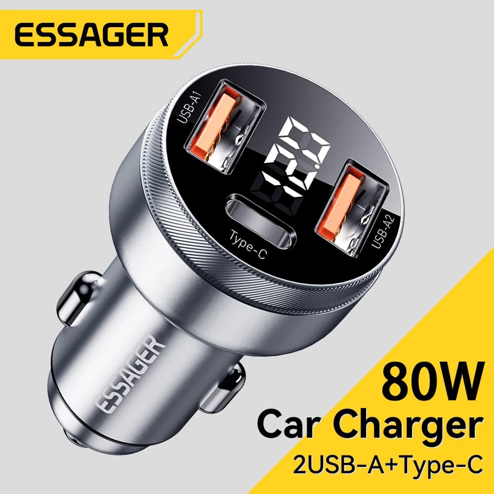 מטען רכב Essager 80W USB Type C PD — קנו מ-AliExpress לישראל