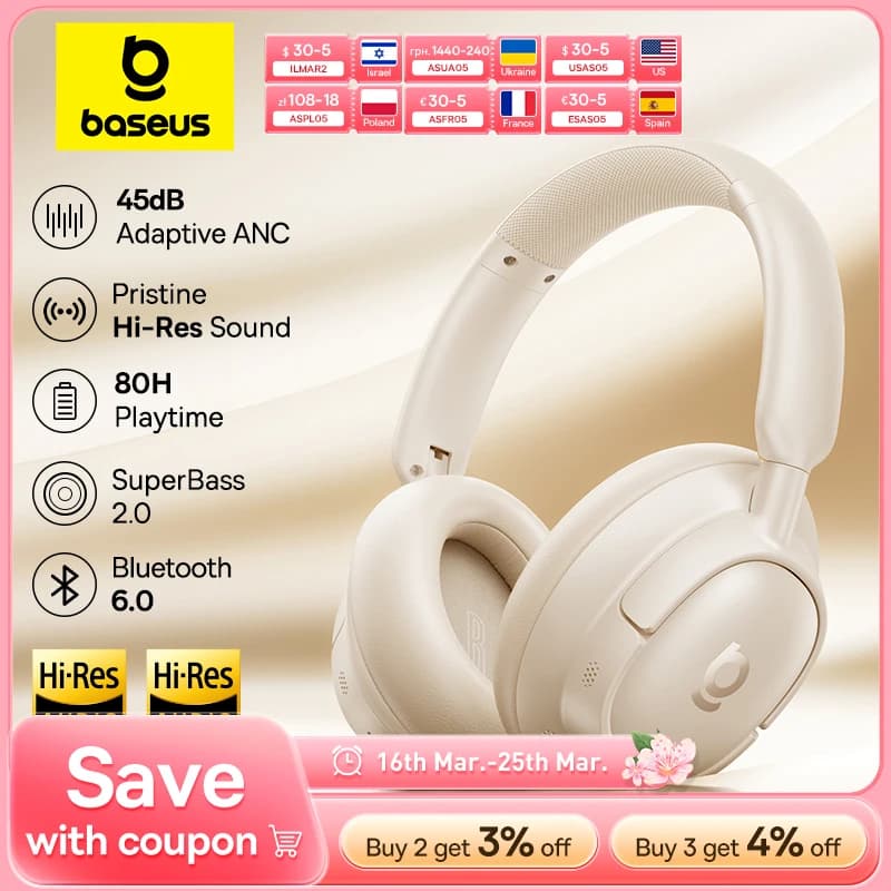 אוזניות אלחוטיות Baseus Bass EH10 NC — קנו מ-AliExpress לישראל