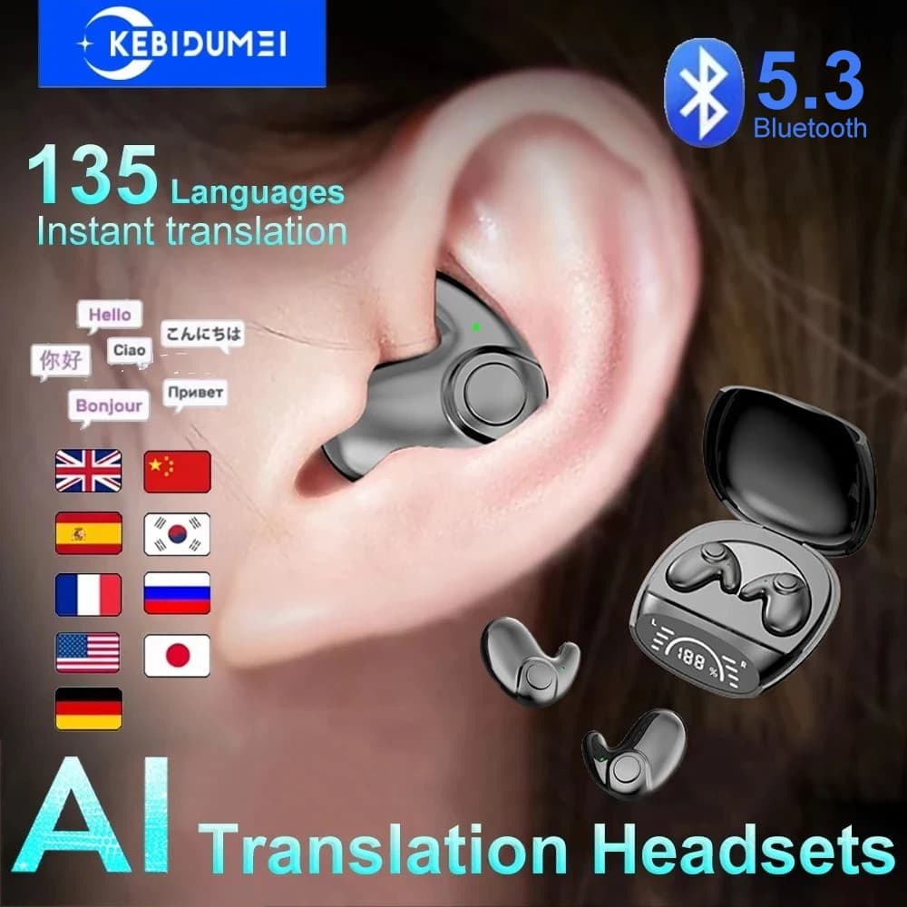 אוזניות Bluetooth 5.3 עם תרגום AI — קנו מ-AliExpress לישראל