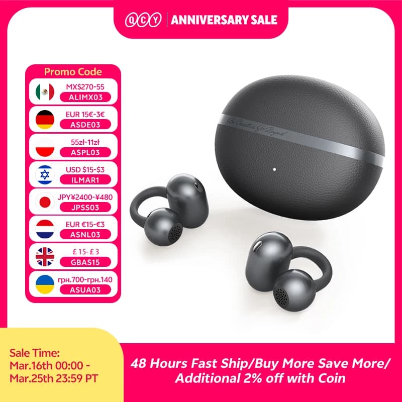 אוזניות QCY Crossky C50 אלחוטיות פתוחות — קנו מ-AliExpress לישראל